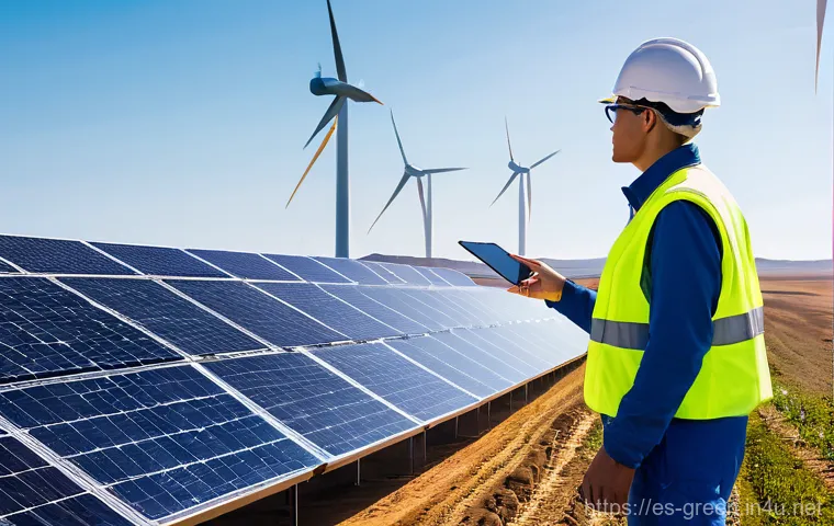 녹색산업 분야에서 경력 관리하는 법 - **Prompt 1: Future of Renewable Energy**
    "A vibrant, wide-angle shot of a cutting-edge renewable...