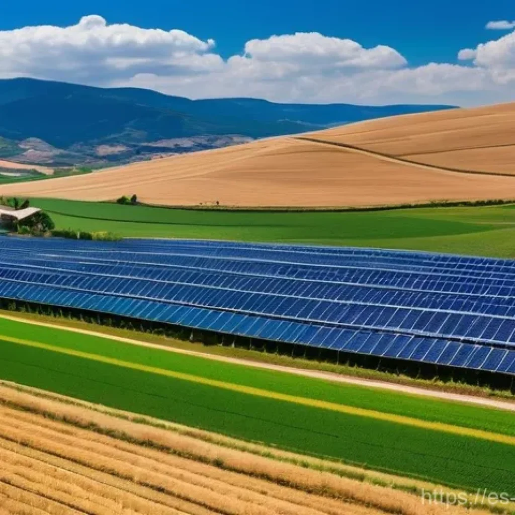 녹색산업 실무에 필요한 기초 이론 - **Prompt:** A panoramic, vibrant image showcasing Spain's integrated approach to green industry. In ...