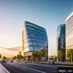 녹색산업 전문가가 되는 방법 - A futuristic smart cityscape at dusk in Spain, showcasing advanced renewable energy integration: sol...