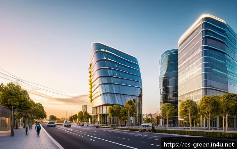 녹색산업 전문가가 되는 방법 - A futuristic smart cityscape at dusk in Spain, showcasing advanced renewable energy integration: sol...